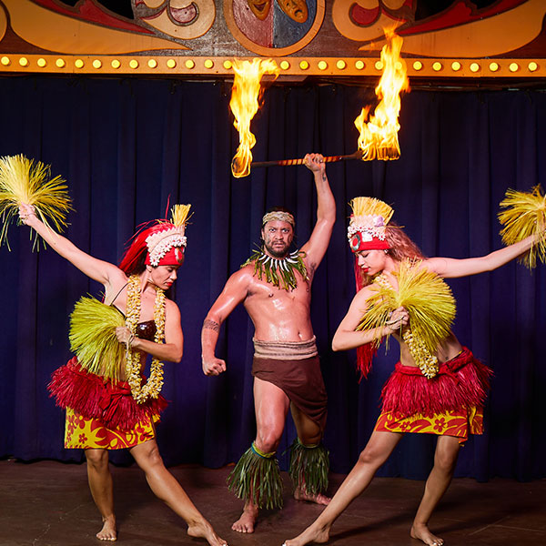 Fort Lauderdale's Longest Running Attraction Polynesian dancers and fire dancers during Jungle Queen Island Vaudeville Show