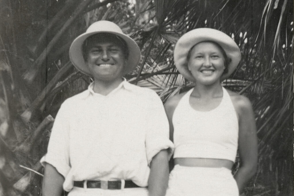 Historic photo of guests smiling on Jungle Queen Island