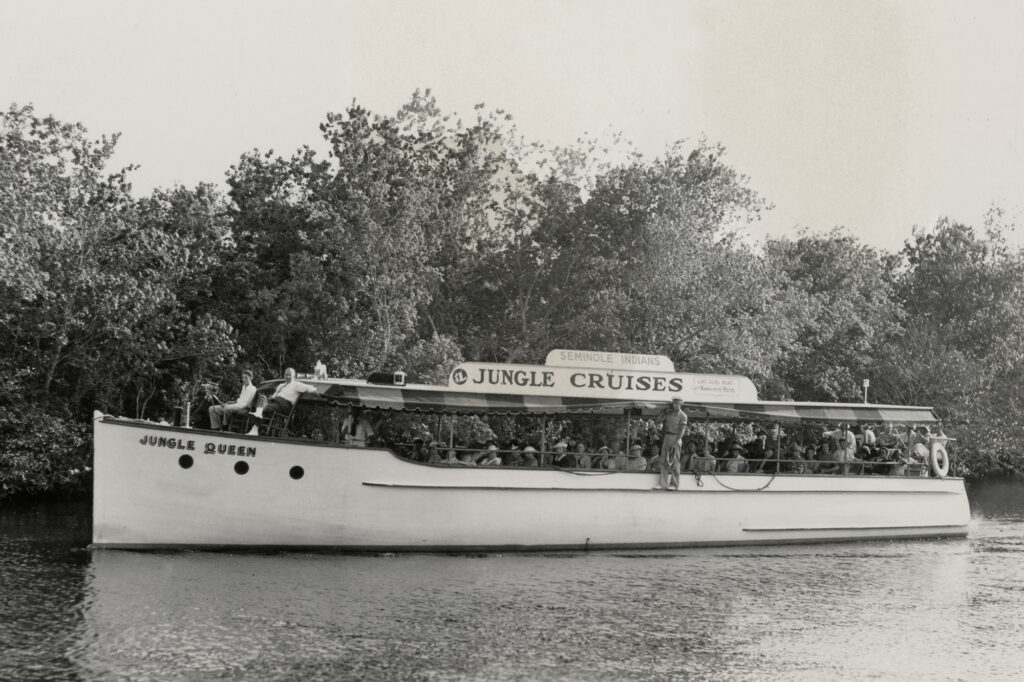 Historic photo of Jungle Queen with guests cruising along New River Ft Lauderdale