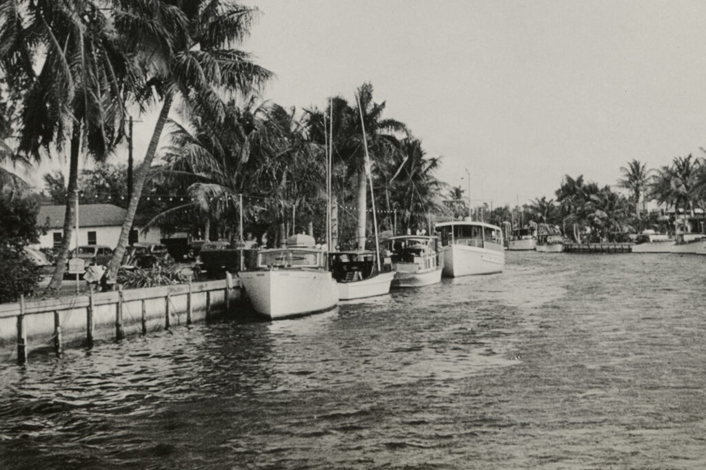 Historic photo of boats along New River Ft Lauderdale
