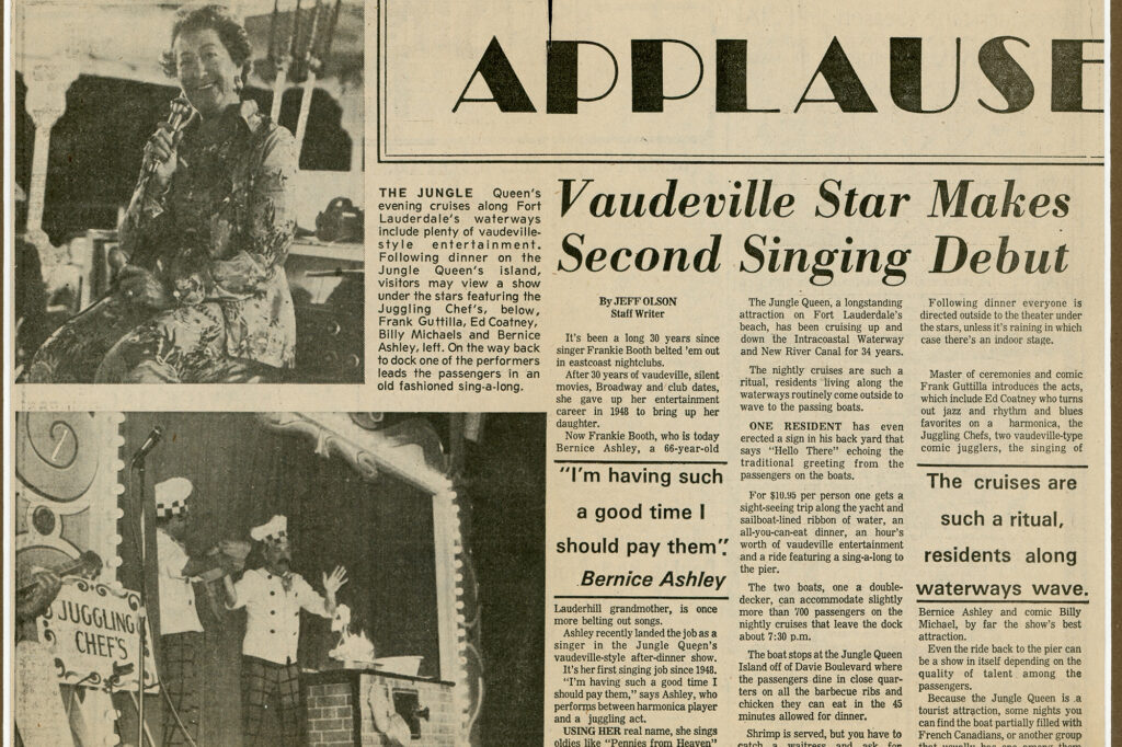 Historic newspaper article about the Vaudeville Show